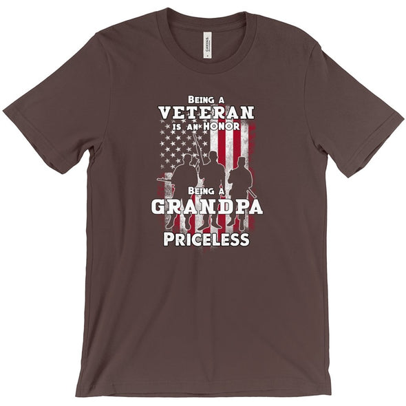 Being a Veteran is an Honor, Being a Grandpa is Priceless Unisex Tshirt - PEAK Family Gifts