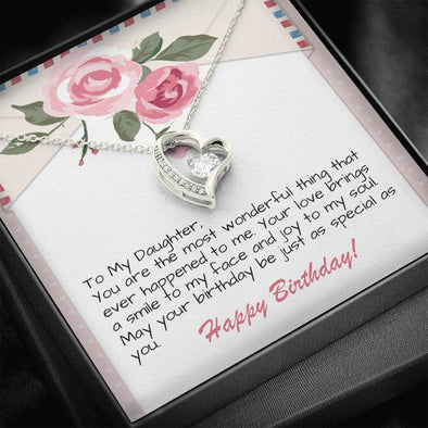 Daughter Birthday Necklace To My Daughter with Birthday Message Card. Two Roses. Birthday Gift for her. Ships FREE. Forever Love 016 - PEAK Family Gifts