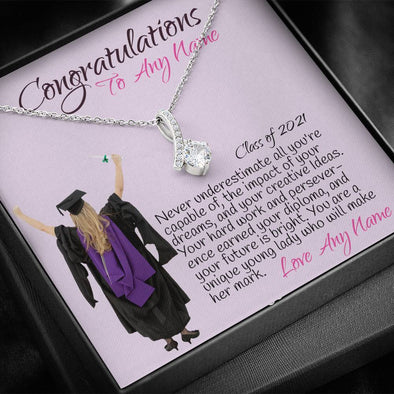 Graduation Necklace with a Personalized Message Card for Her or a Daughter. Class of 2021 Gift for Her. Ships FREE Alluring Beauty 011 - PEAK Family Gifts