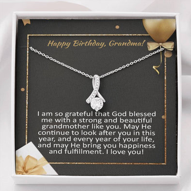 Grandma Birthday Necklace with Birthday Message Card. Birthday Gift for her. Ships FREE Alluring Beauty 022. - PEAK Family Gifts