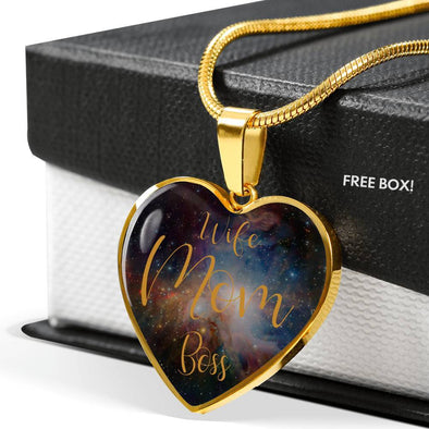 Wife Mom Boss Heart Necklace - PEAK Family Gifts